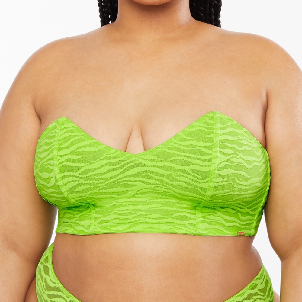 Savage X Fenty Neon Green Zebra Print Bandeau